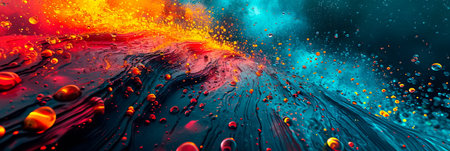 neon lines falling like raindrops create a dynamic and visually interesting abstract scene.の素材