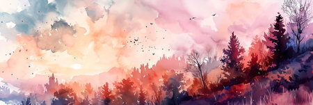 watercolor sky,dreamy background with watercolor sky in soft pastel colors.の素材
