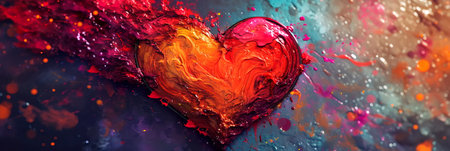 Watercolor hearts background filled with vibrant and mixed heart shapes.の素材