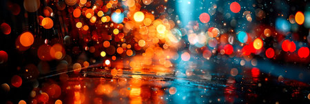 abstract cityscape with bokeh lights representing city lights, abstract background. Generative AIの素材