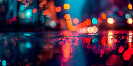 abstract cityscape with bokeh lights representing city lights, abstract background. Generative AIの素材
