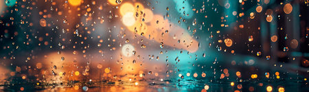rain shower with bokeh effect using abstract elements to convey rain background. Generative AIの素材