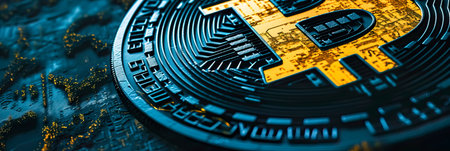 Stylized background Bitcoin coin for a cryptocurrency-related project. Generative AIの素材