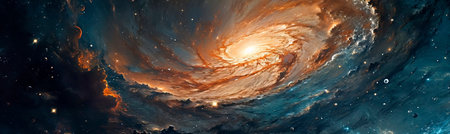 spiral galaxy with swirling nebula, showcasing the beauty of deep space. Generative AIの素材