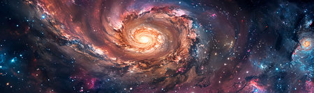 spiral galaxy with swirling nebula, showcasing the beauty of deep space. Generative AIの素材