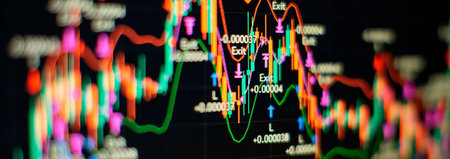 market investment trading. Financial chart with up trend line graph.