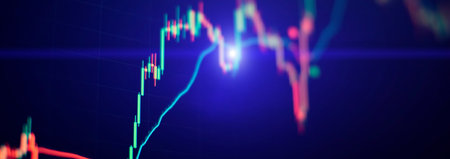 Abstract glowing forex chart interface wallpaper. Investment, trade, stock, finance and analysis