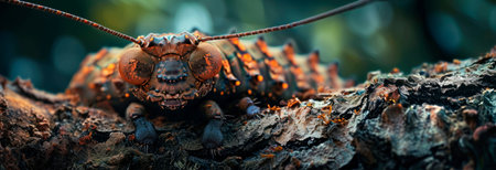 textures and intricate shapes of a caterpillar's skin in macro detail.の素材