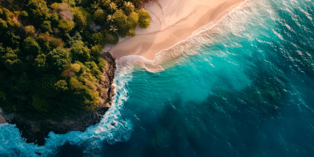 Beautiful beaches and coastline from a bird's eye view.の素材