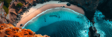 Beautiful beaches and coastline from a bird's eye view.の素材