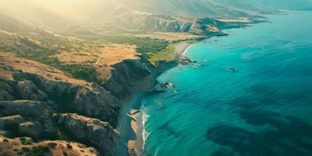 Beautiful beaches and coastline from a bird's eye view.の素材