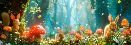 forest inhabitants such as squirrels and rabbits.の素材