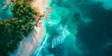 Beautiful beaches and coastline from a bird's eye view.の素材