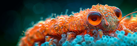textures and intricate shapes of a caterpillar's skin in macro detail.の素材