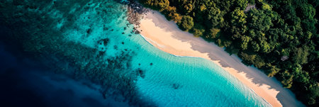 Beautiful beaches and coastline from a bird's eye view.の素材