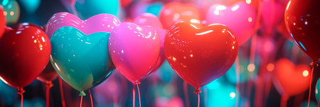 balloons being released in the form of heartsの素材