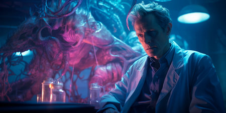 Portrait of a demon doctor who uses non-standard methods of treatment.の素材