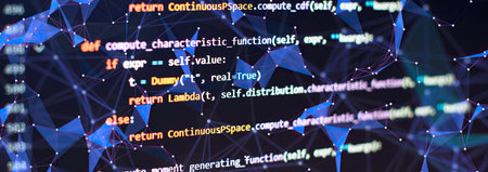 Python code computer screen. Mobile application design