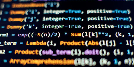 SEO optimization. Modern tech. PHP syntax highlighted. Writing programming functions on laptop. Big...