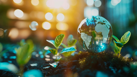 Global climate concept photo symbolizing joint efforts to address climate change and promote sustainable practices. Generative AIの素材