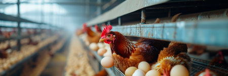 machinery and equipment used on a modern poultry farm. Generative AIの素材