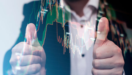 Diagrams, financial figures. Abstract glowing forex chart interface wallpaper. Investment, trade...