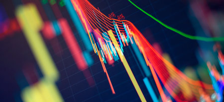 Stock trading, cryptocurrencies background. market analyze. Bar graphs, Diagrams financial figures