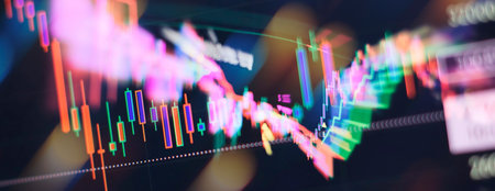 Financial chart with line graph in stock market investment or economic trends.