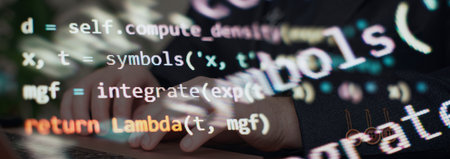 Python code computer screen. Mobile application designの写真素材