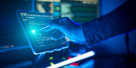 ?oding html and programming on screen laptop, developmentの写真素材