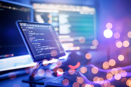 Cyber space concept. programming code on computer screen.