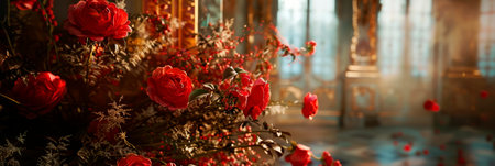 The background features rich colors, intricate patterns and luxurious details. Generative AIの素材