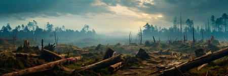 destruction of pristine forests to make way for industrial development, emphasizing the irreversible loss of biodiversity. Generative AIの素材