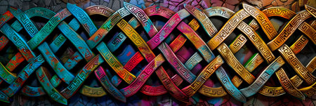 pattern featuring Celtic knotwork, characterized by interwoven lines and intricate geometric shapes from ancient Celtic art and metalwork. Generative AIの素材