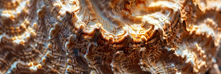 Detailed of a textured seashell, highlighting the intricate patterns and ridges of the shell's surface.の素材