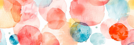 Whimsical watercolor polka dots pattern, adding a playful and cheerful vibeの素材
