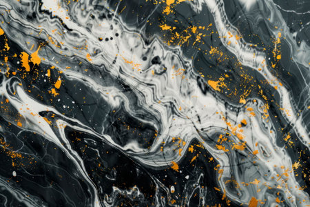 marble surface with subtle ink swirls and paint splattersの素材
