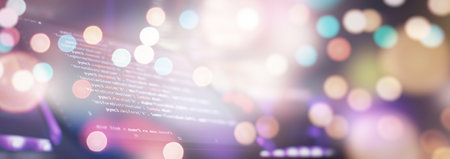Programmer developer screen. Desktop PC monitor photo. ITの写真素材