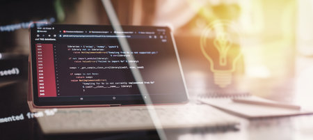 Programmer working on computer code, developer of software applications