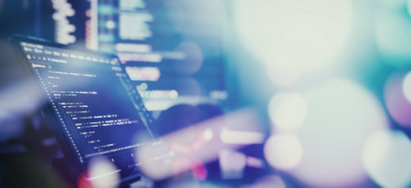 IT business. Monitor closeup of function source code. Project managersの写真素材