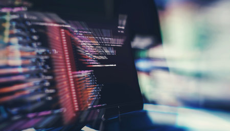 Digital technology industry concept development of programming and coding technologies.