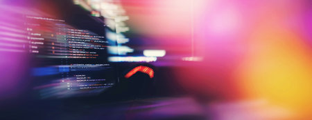 Program listing Abstract background and coding technology backgroundの写真素材