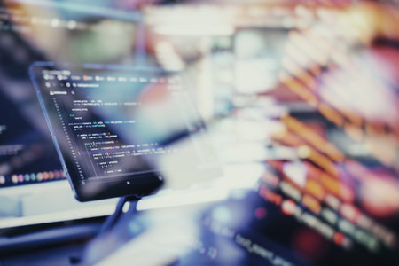 Professional Development programmer working background. Coding technologies working in software companyの写真素材