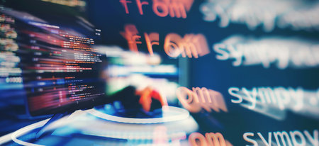 Monitor closeup of function source code. Abstract IT technology background.