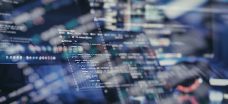 IT business. Monitor closeup of function source code. Project managers
