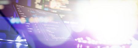 Software Programming Work Time. Program development concept. IT technology background.