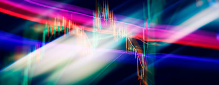 Business graph charts of financial board display candlestick double