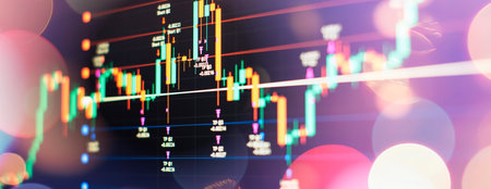 Candle stick graph chart of stock market investment trading.