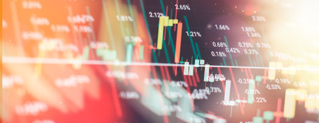 Candle stick graph chart of stock market investment trading.の写真素材