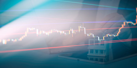 Candle stick graph chart of stock market investment trading.